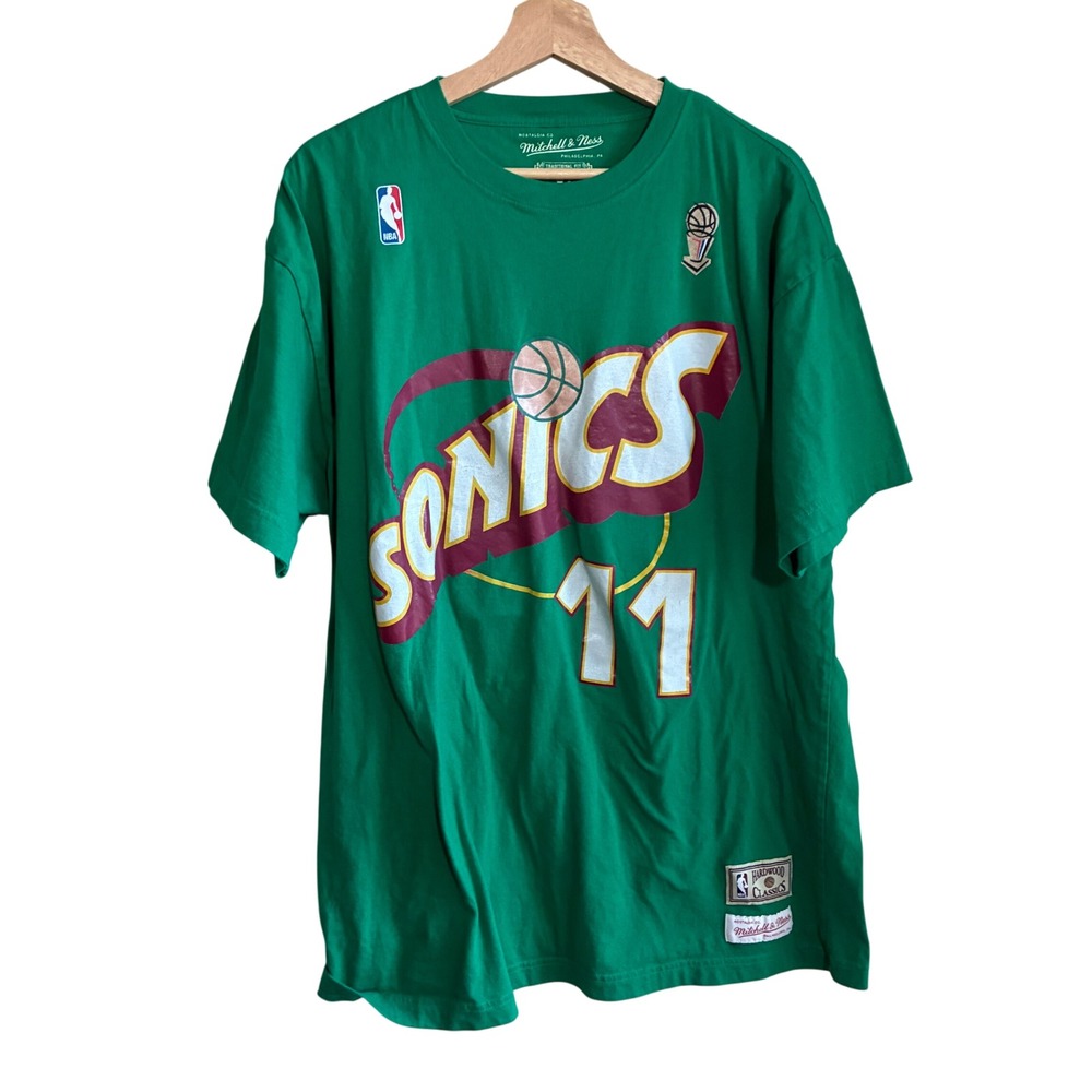Mitchell & Ness Seattle SuperSonics T-Shirt XL Green Mens Detlef Schrempf 11